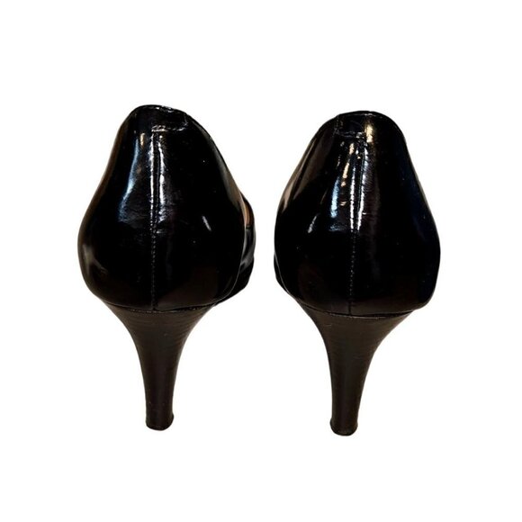 Cole Haan X Nike Air Black Leather Pump Heels Sz 7B Round Toe Slip On Padded - Picture 8 of 12